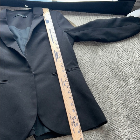 Lauren Vidal Paris Black Gold Metallic Stripe Accent Tailored Blazer Jacket SZ 2 - Picture 11 of 13